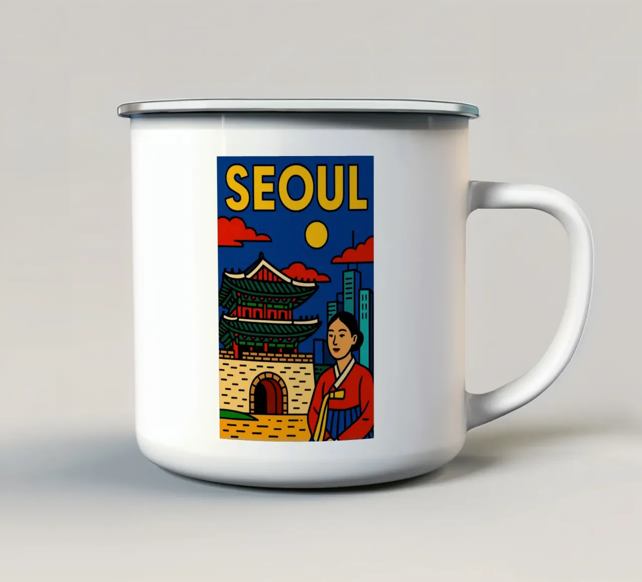Seoul - Tra tradizione e neon tazza in smalto da JETLAG | affiches voyage