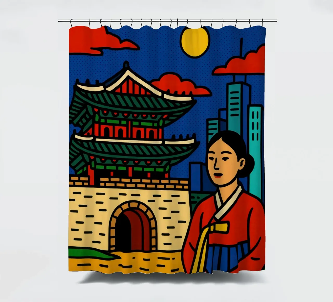 Seúl - Entre la tradición y el neón cortina de baño de JETLAG | affiches voyage
