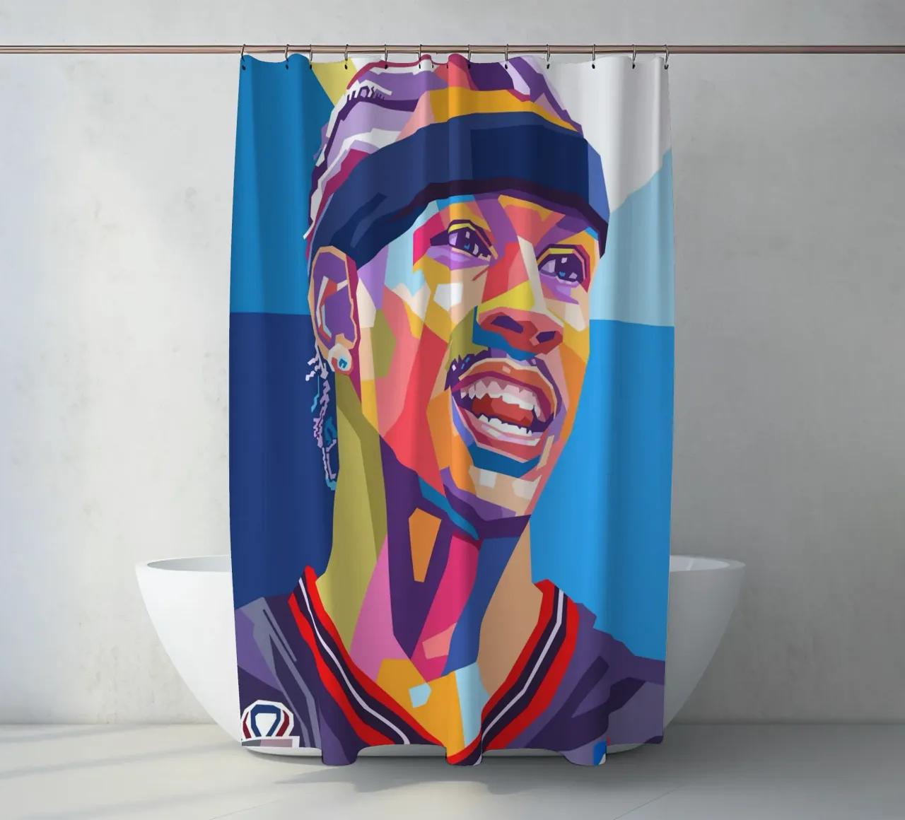 Iconic Basketball-Allen Iverson shower curtain by Hantamrata
