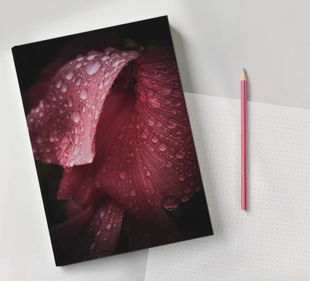 Mauve Waterdrops notebook by flowers.and.delight