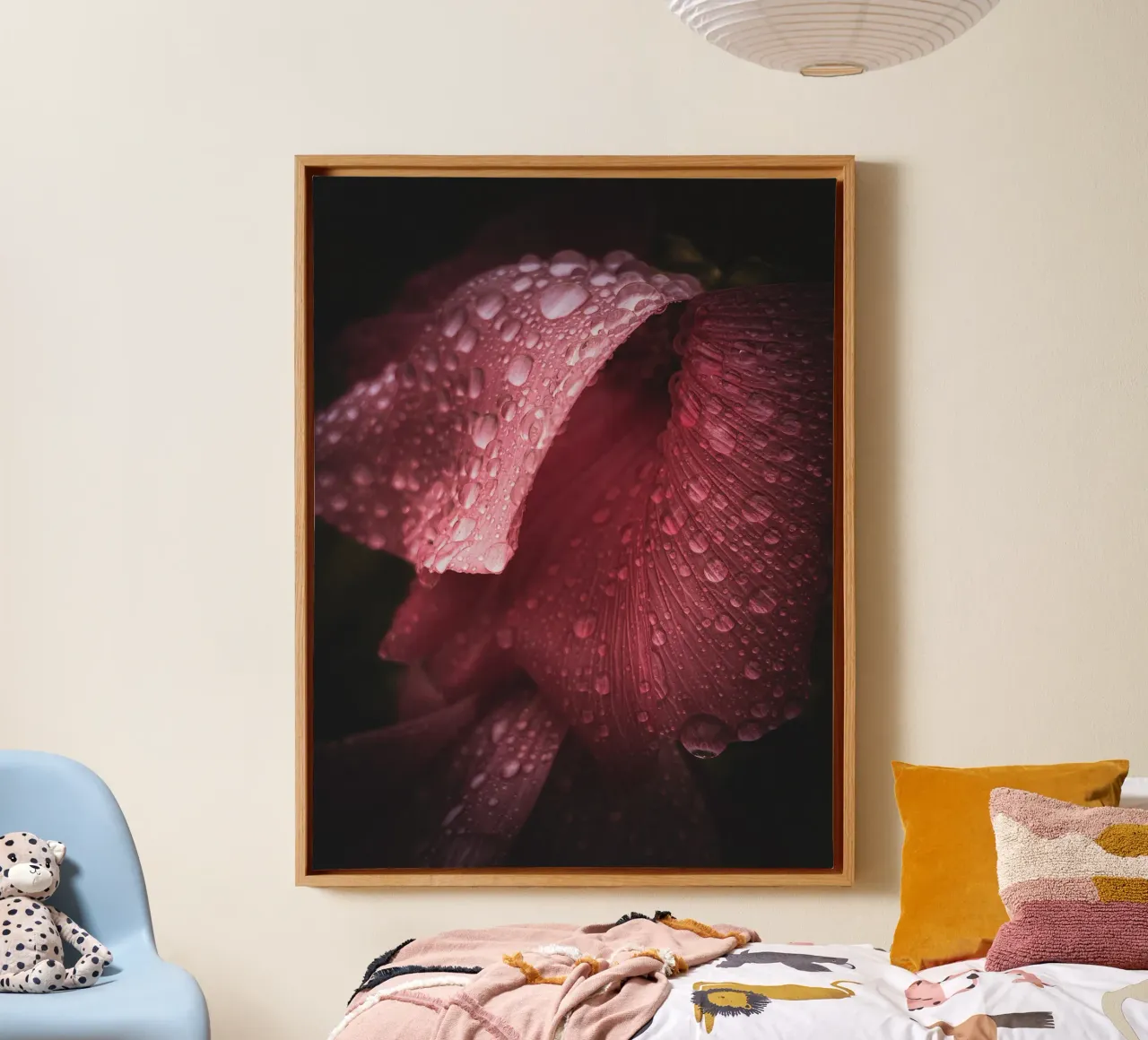 Mauve Waterdrops canvas met Baklijst van flowers.and.delight