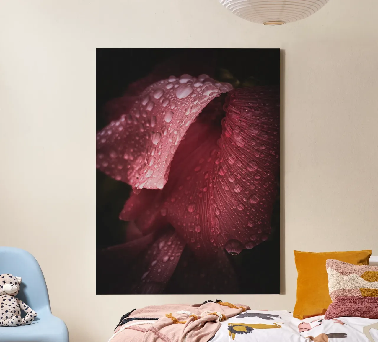 Mauve Waterdrops canvas met Baklijst van flowers.and.delight