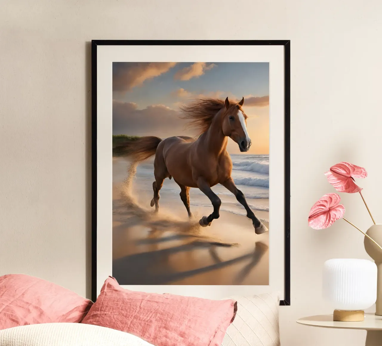 Pferd am Strand carta hahnemühle da Poster Dreams