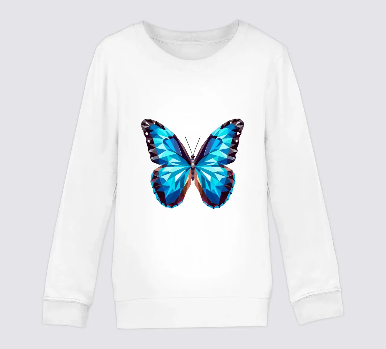 Blue butterfly - Geometric art of a morpho butterfly kids sweatshirt by namosh
