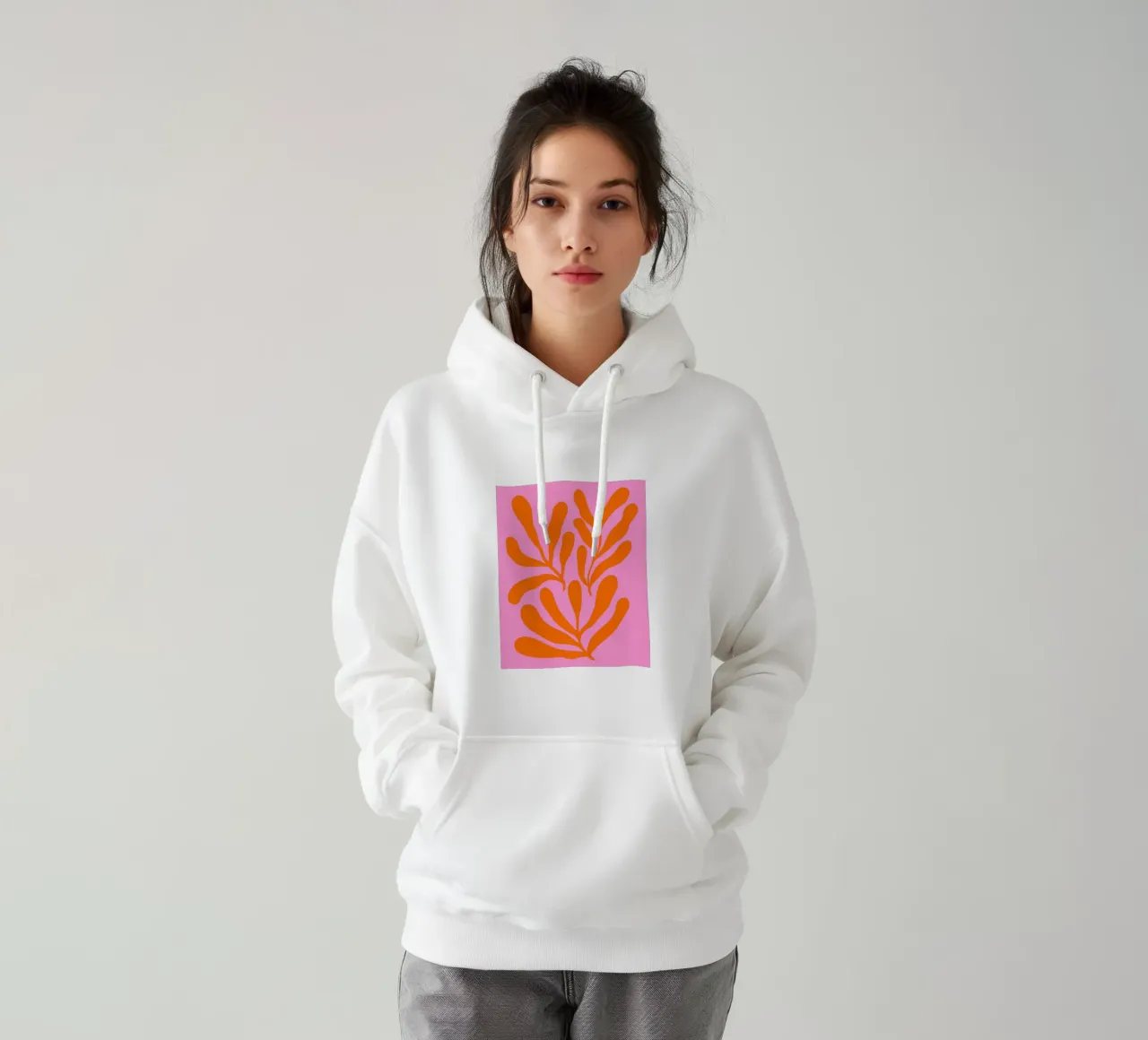 Rami colorati - arancio e rosa felpa con cappuccio da Wackapacka