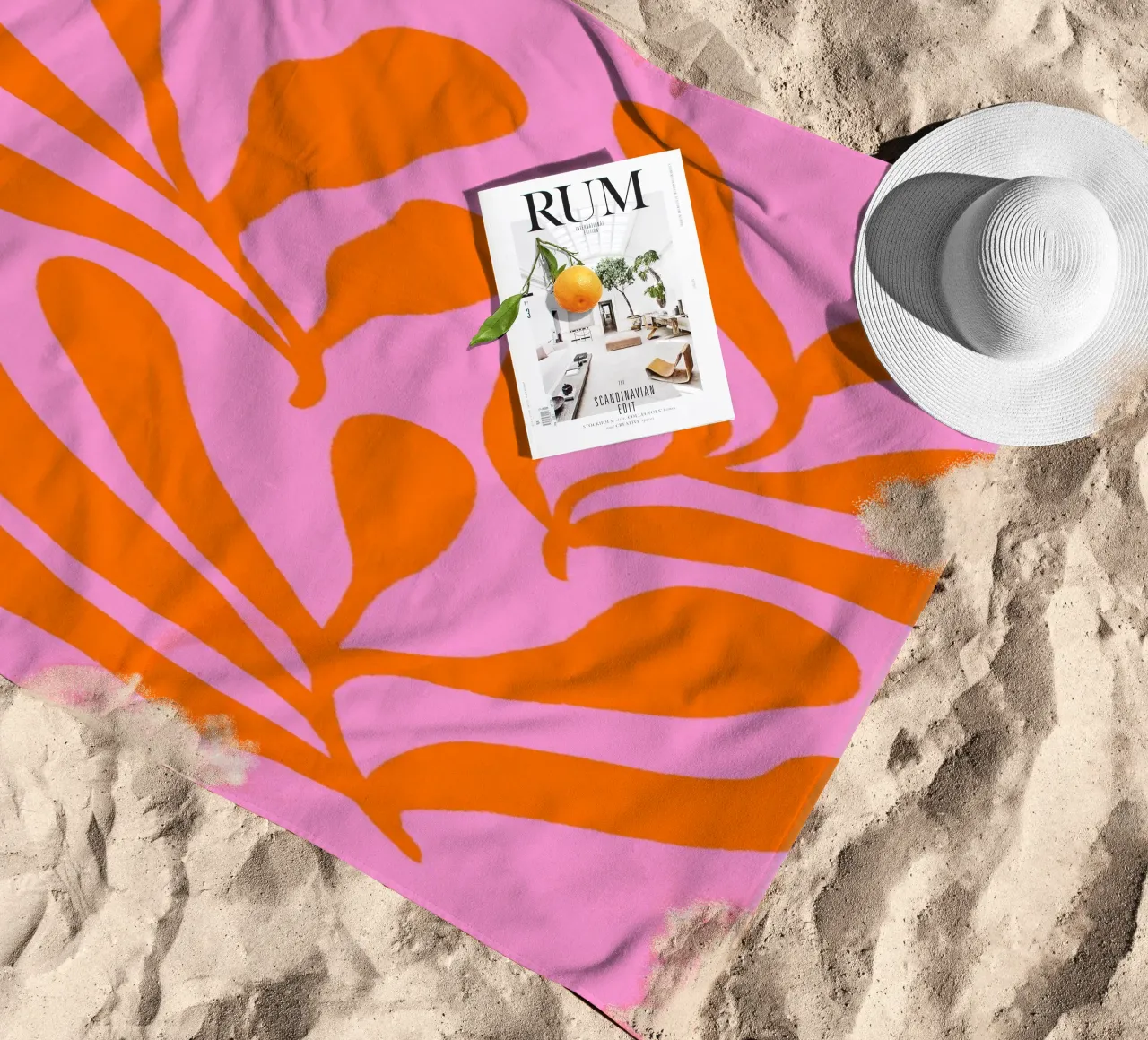 Rami colorati - arancio e rosa telo mare da Wackapacka