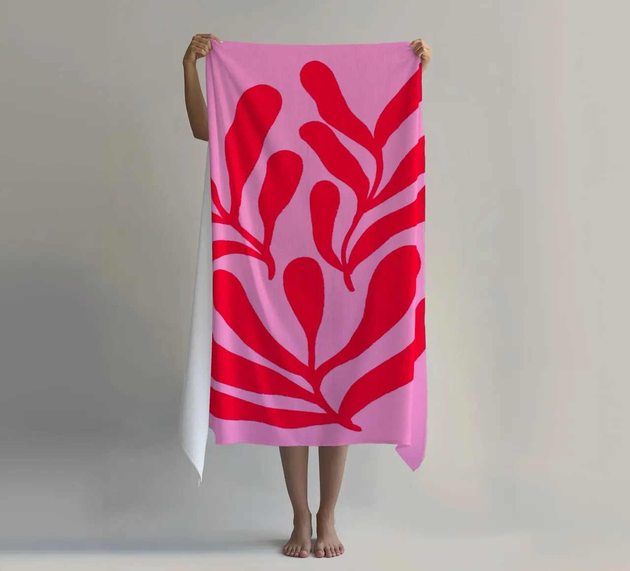 Colorful branches - pink and red beach towel by Wackapacka