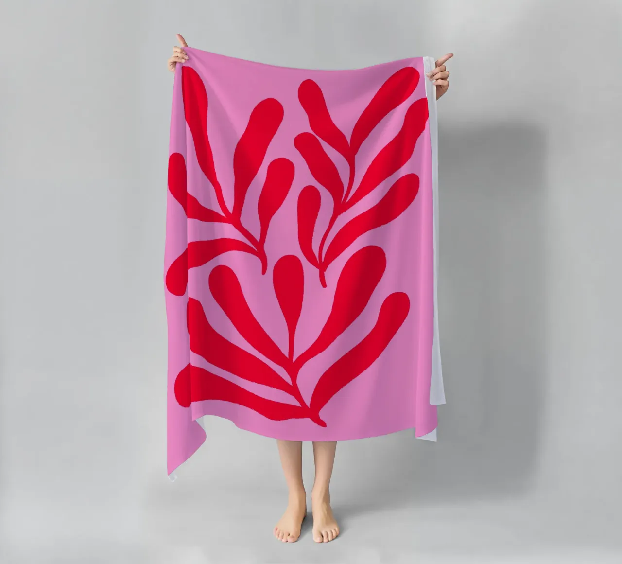 Colorful branches - pink and red beach towel by Wackapacka