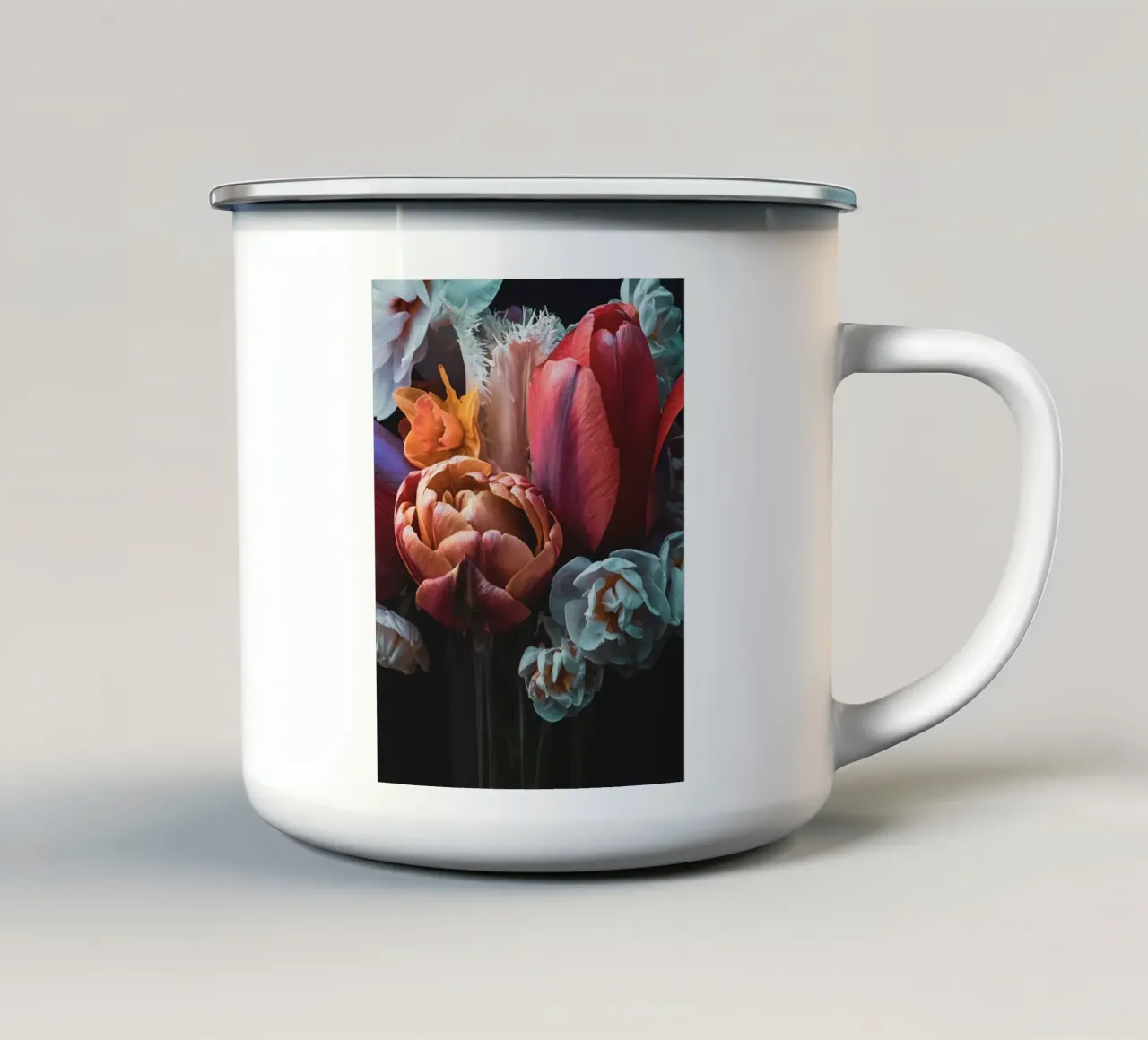 Tulip Flower Bouquet tazza in smalto da flowers.and.delight