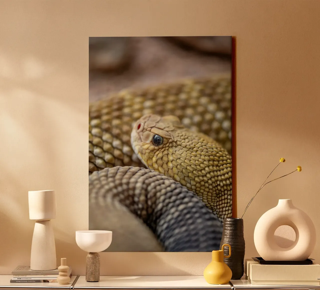 Serpente a sonagli occidentale (Crotalus atrox) tela con Cornice a cassetta da Katja Stehle Design