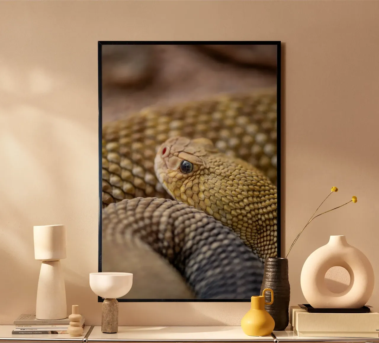 Serpente a sonagli occidentale (Crotalus atrox) carta hahnemühle da Katja Stehle Design