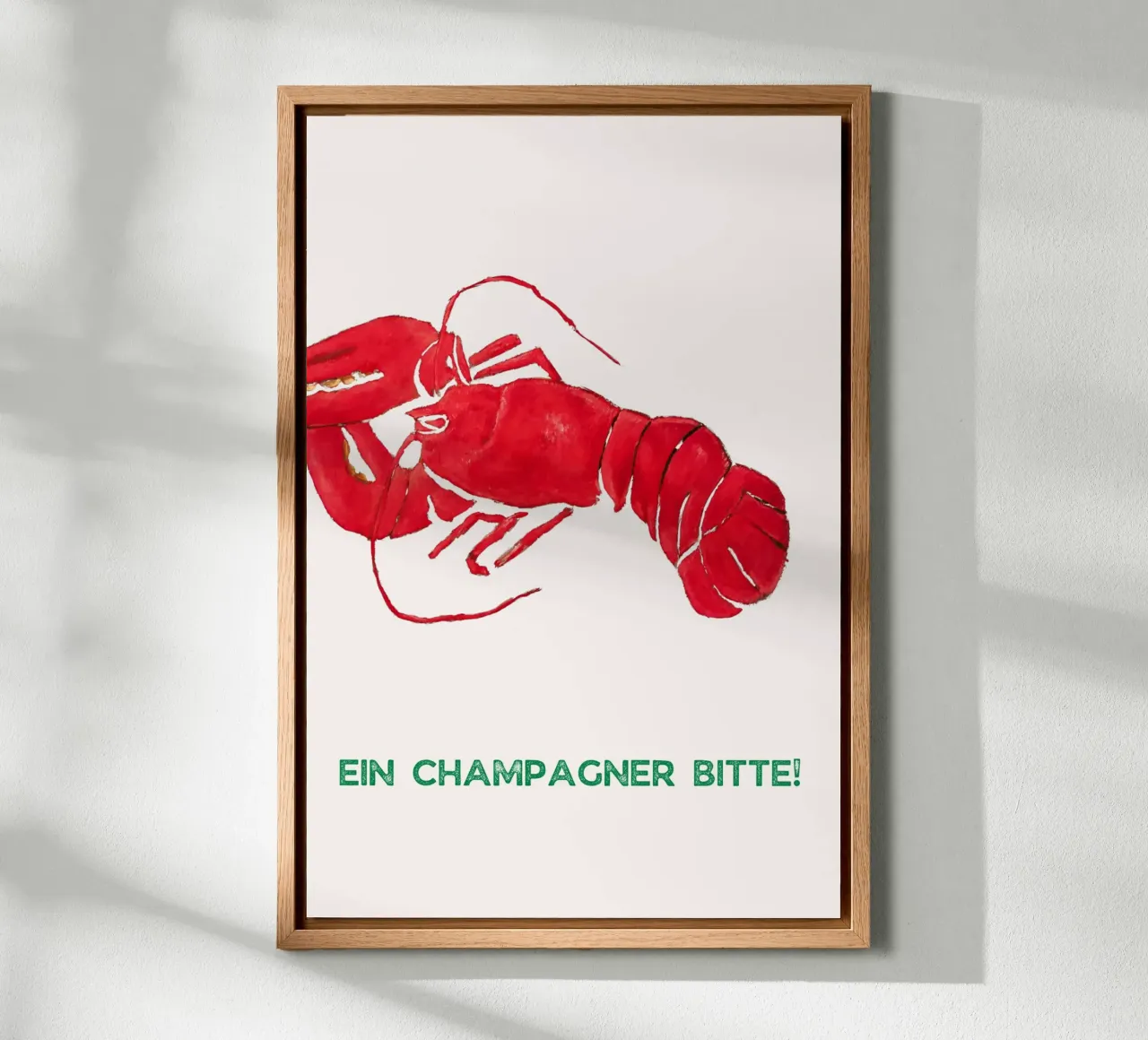 Lobster and Champagner canvas with Floater frame by Second Canvas