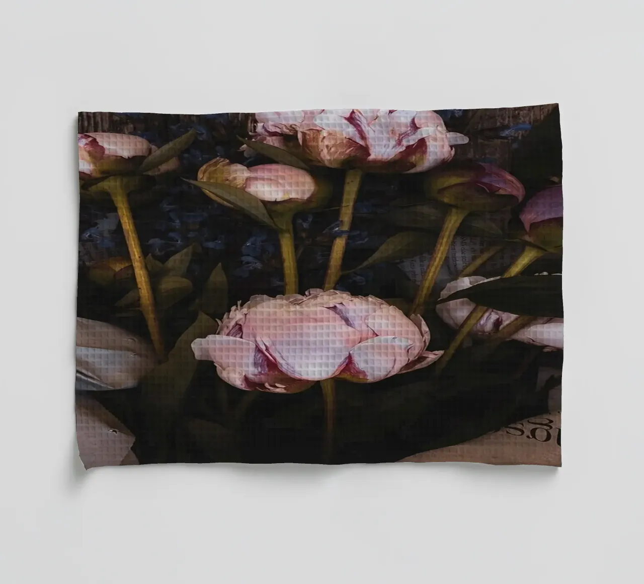 Fresh Market Peony Bouquet tea towel by flowers.and.delight