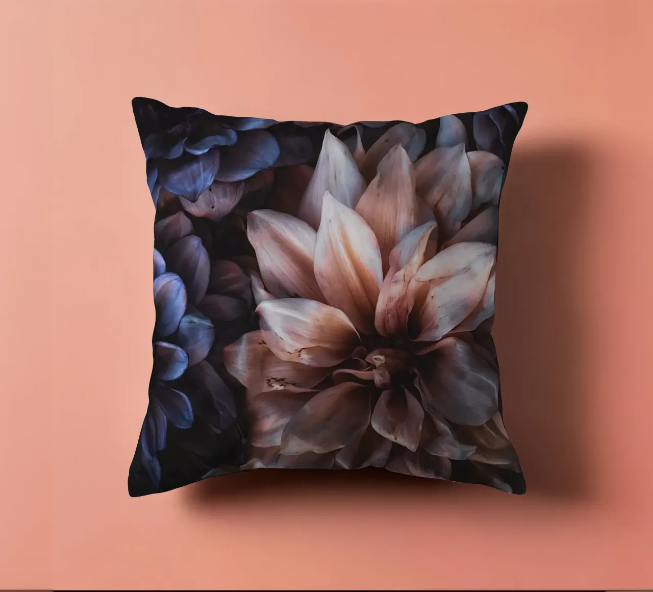 Moody Dahlias decorative cushion by flowers.and.delight