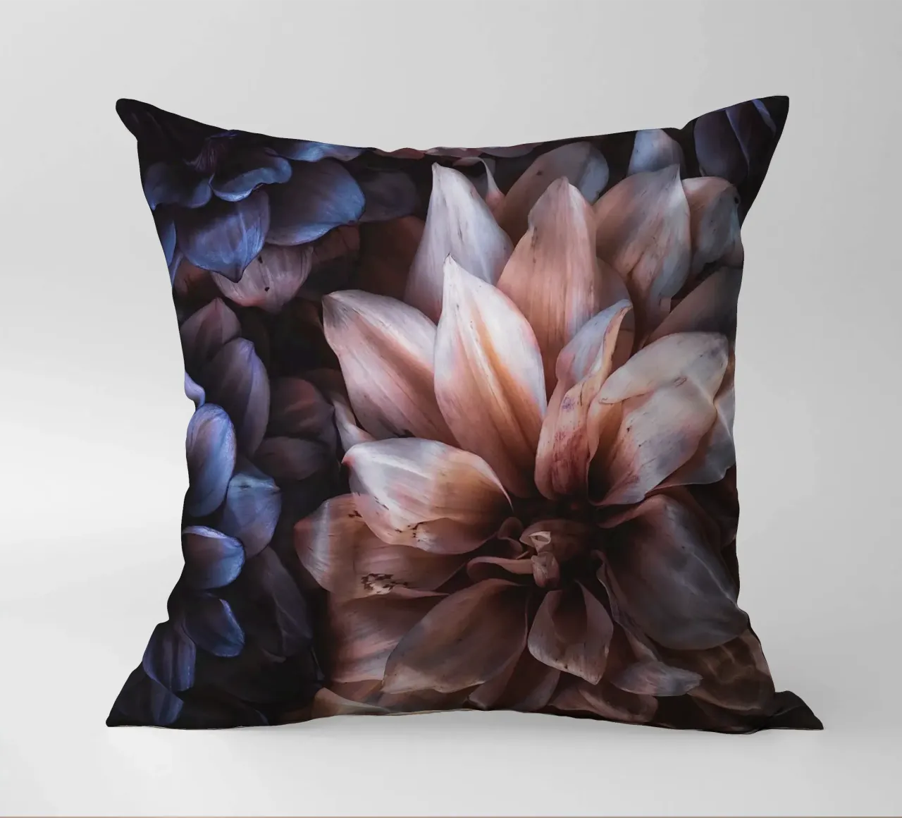 Moody Dahlias decorative cushion by flowers.and.delight