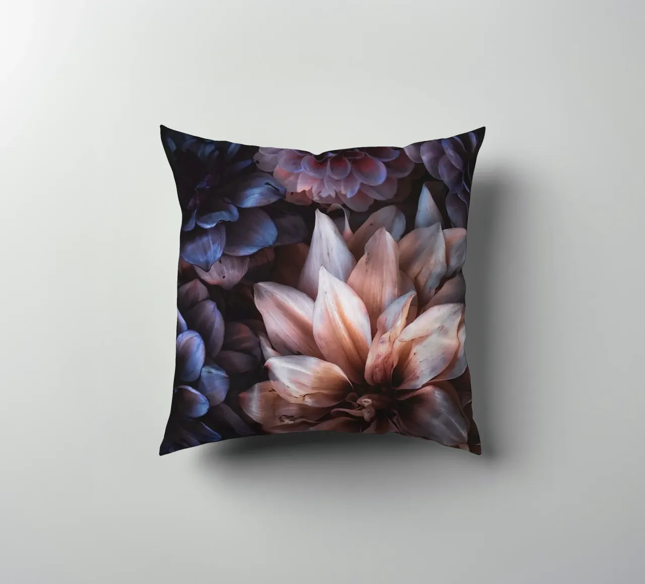 Moody Dahlias decorative cushion by flowers.and.delight
