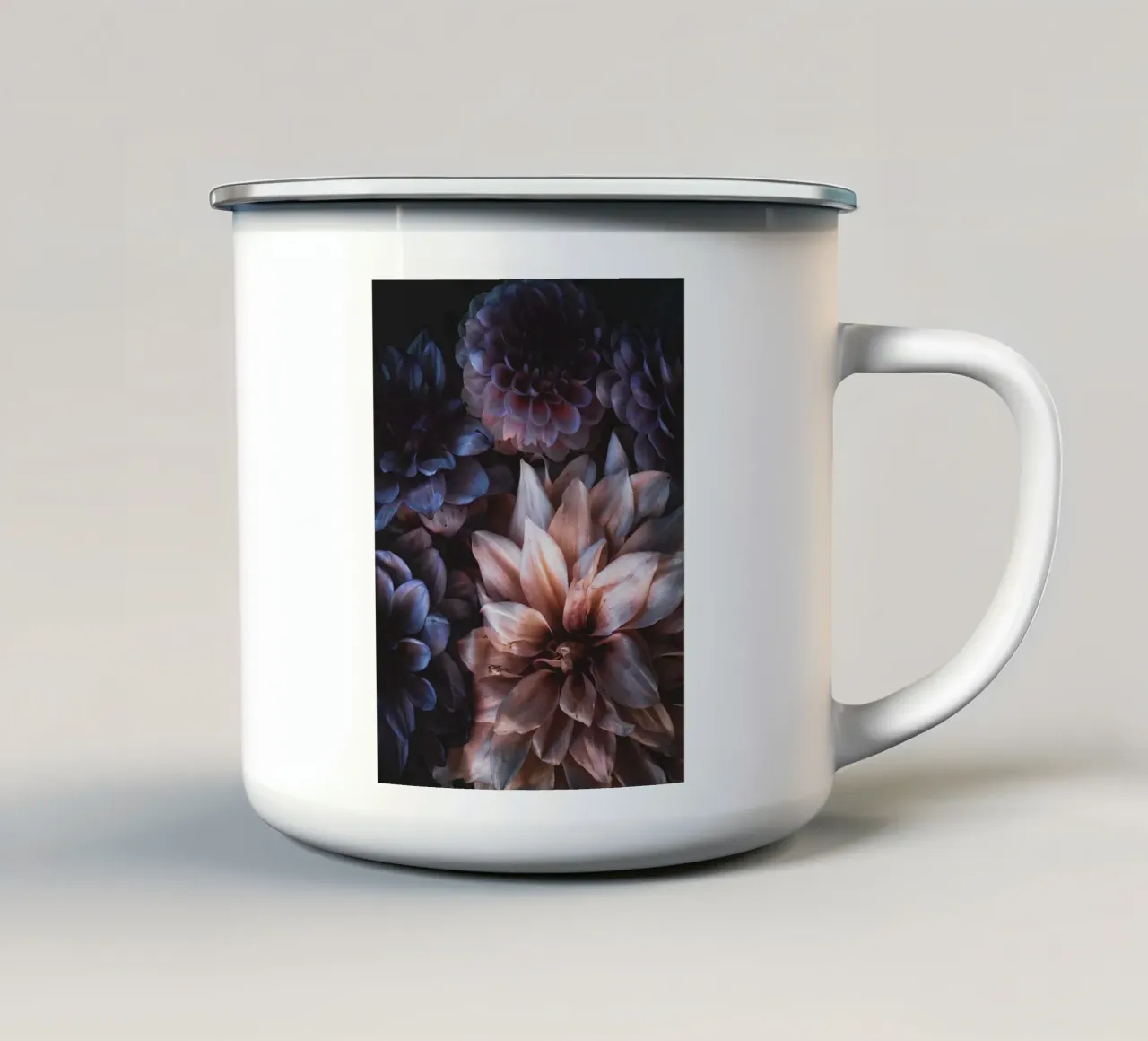 Moody Dahlias tazza in smalto da flowers.and.delight