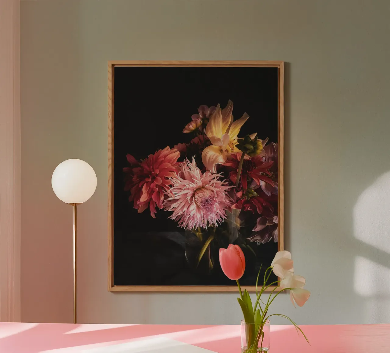 Moody Dahlia Bouquet alu-dibond by flowers.and.delight