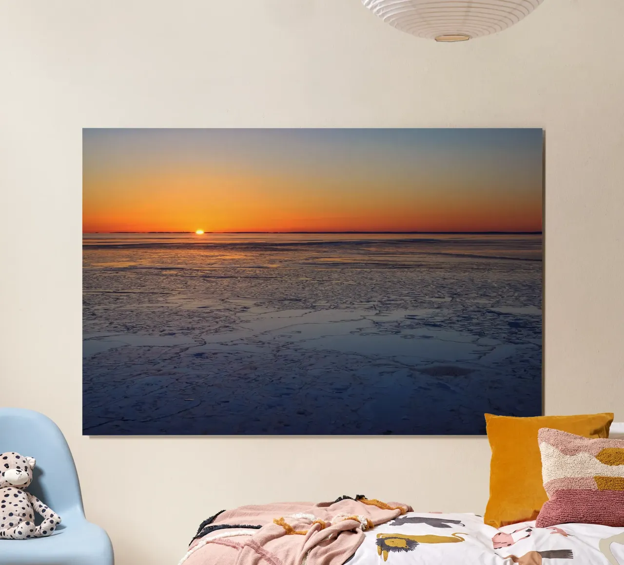 Tramonto nell'Oceano Artico poster con telaio in alluminio da Katja Stehle Design