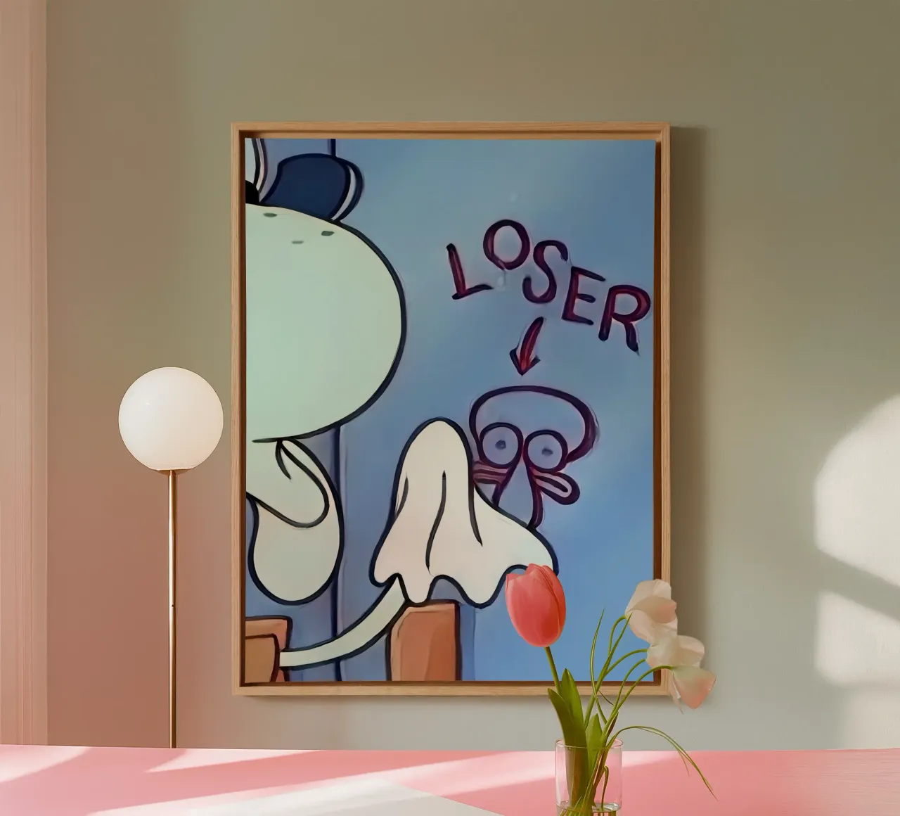 Squidward "LOSER" tela con Cornice a cassetta da Low poly art