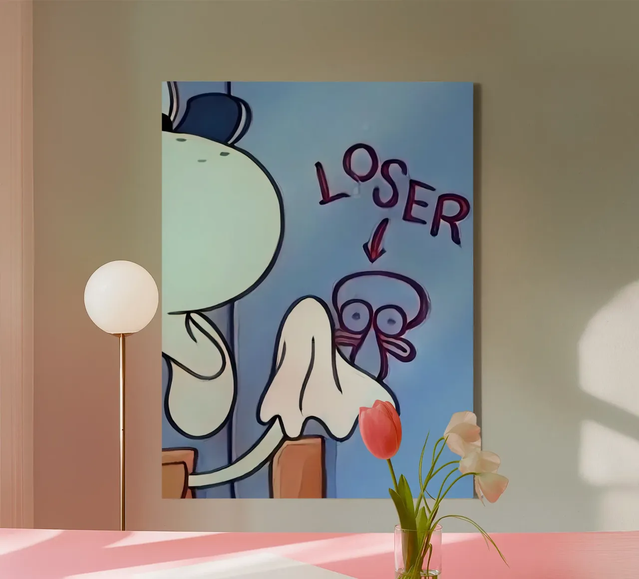 Squidward "LOSER" tela con Cornice a cassetta da Low poly art