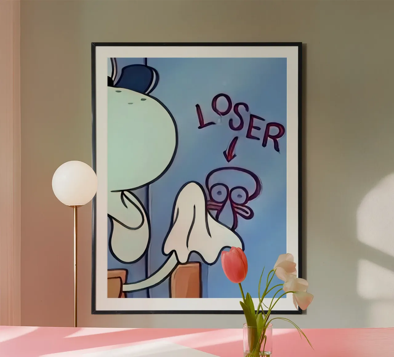 Squidward "LOSER" poster con telaio in plastica da Low poly art