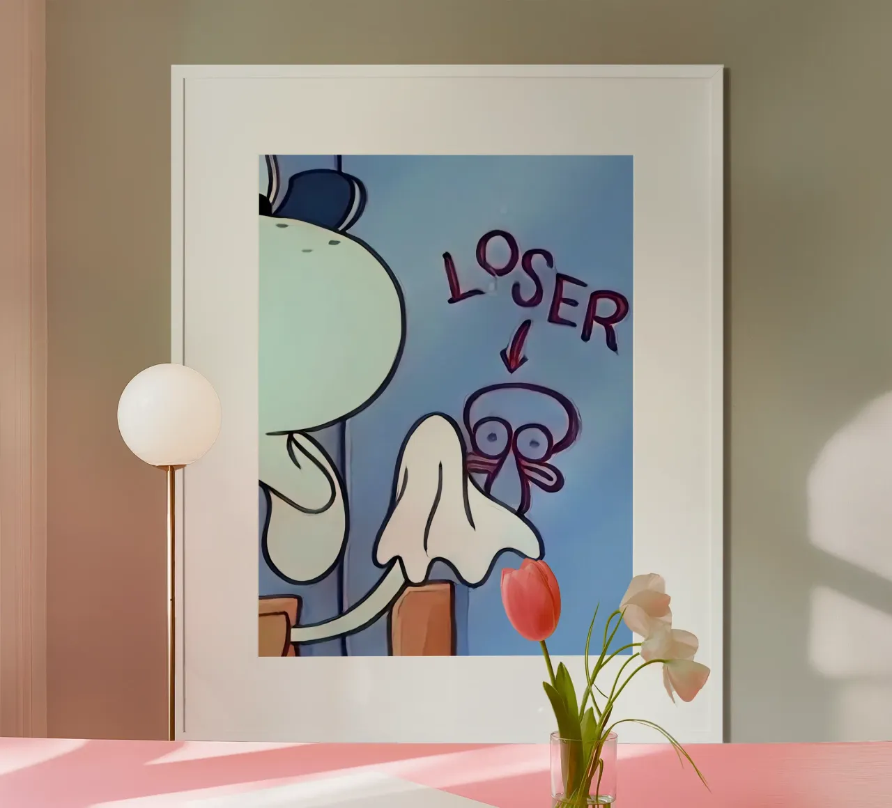 Squidward "LOSER" poster con telaio in plastica da Low poly art