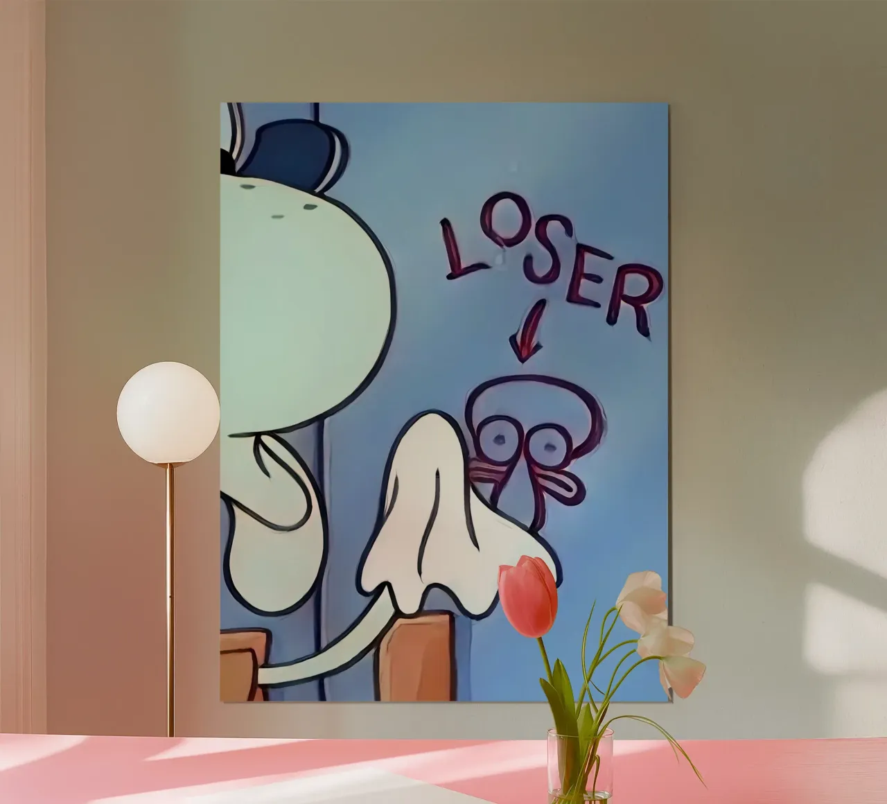 Squidward "LOSER" poster con telaio in plastica da Low poly art
