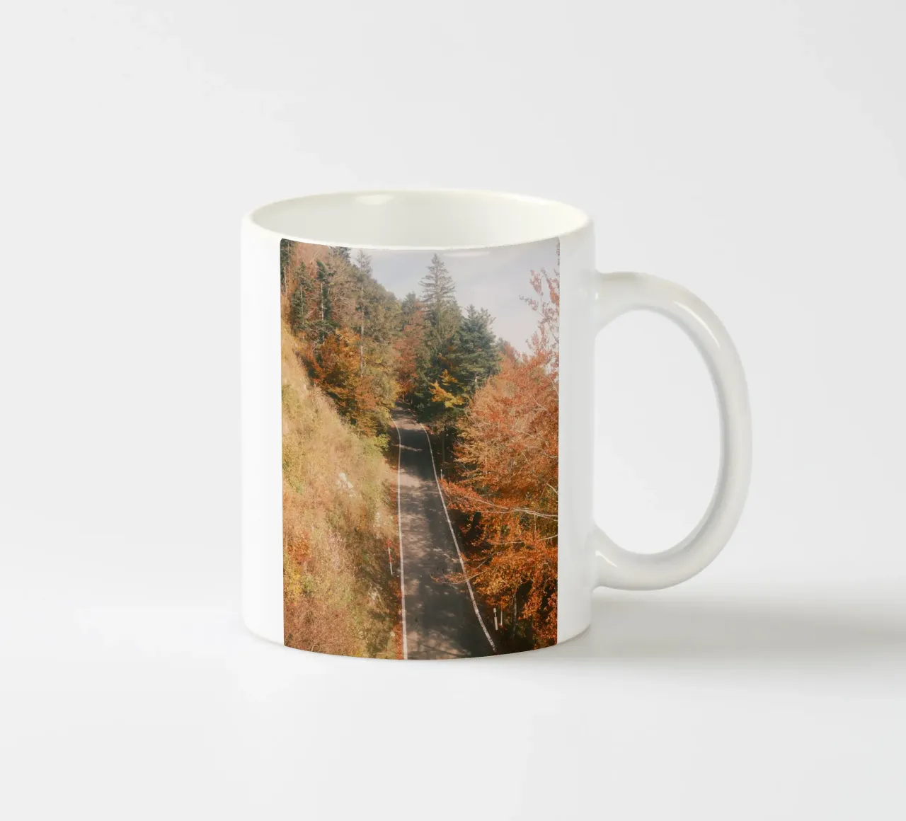 Autumn Road Through the Forest tazza in ceramica da FujiSwiss