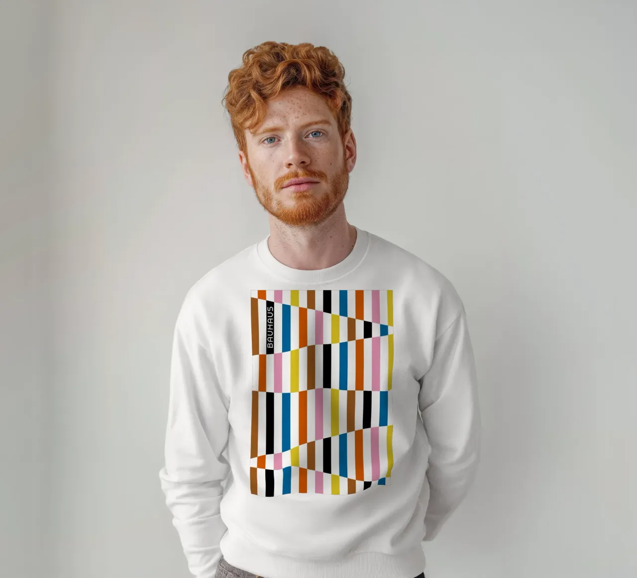 Bauhaus Geometric Abstract Bars Color Pattern sweatshirt by NorwesClub