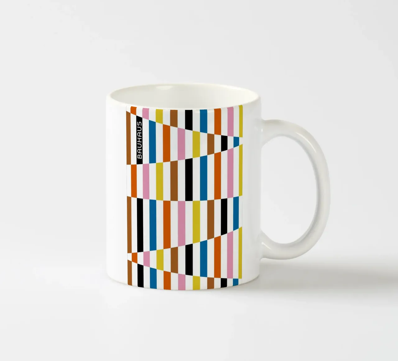 Bauhaus Geometric Abstract Bars Color Pattern ceramic mug by NorwesClub