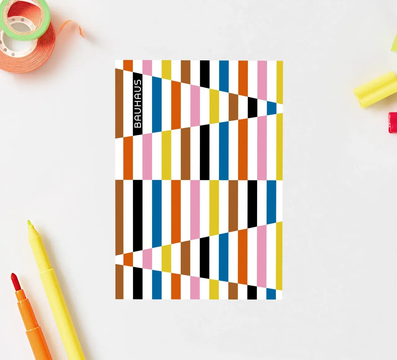 Bauhaus Geometric Abstract Bars Color Pattern sticker by NorwesClub