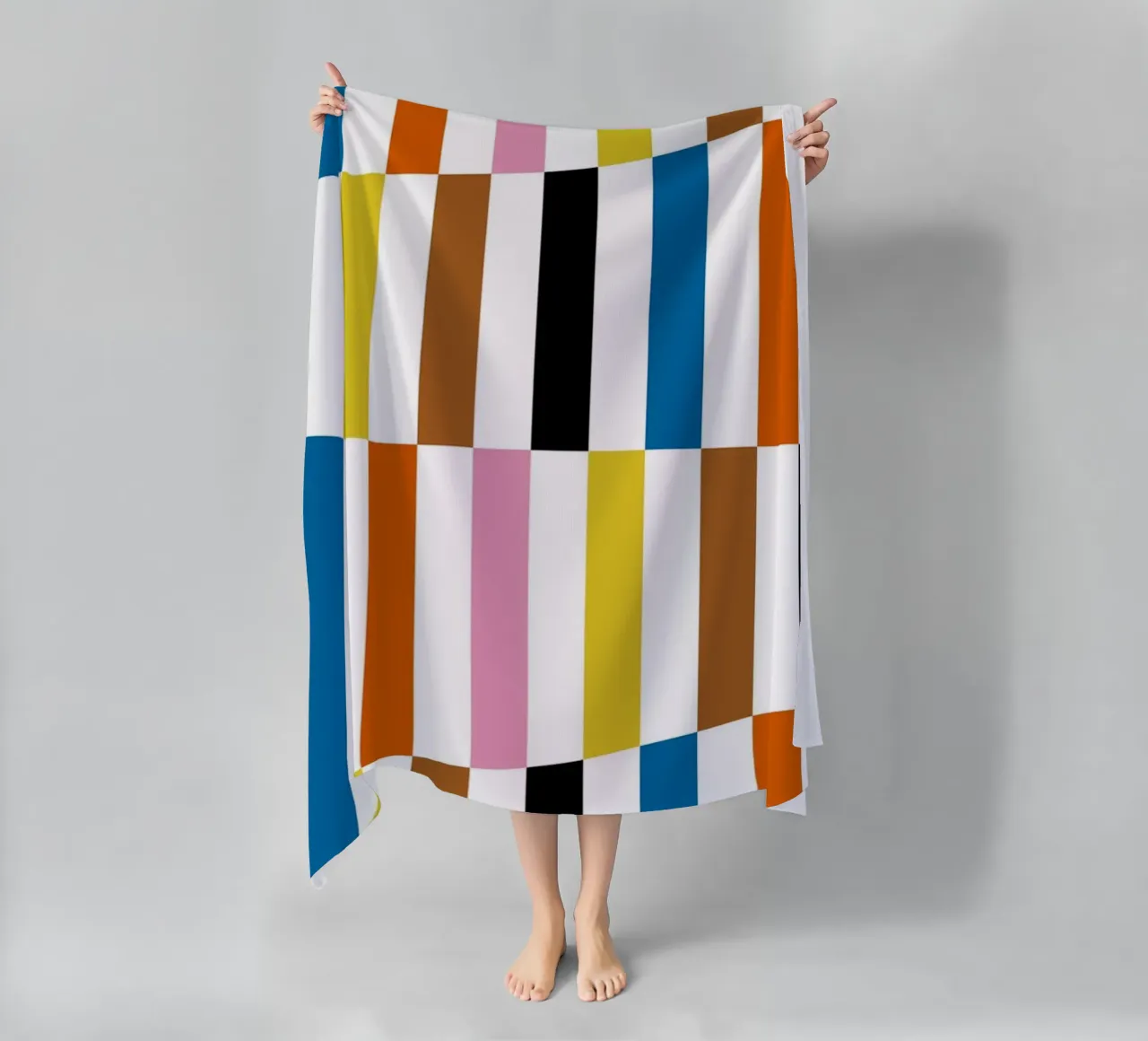 Bauhaus Geometric Abstract Bars Color Pattern beach towel by NorwesClub