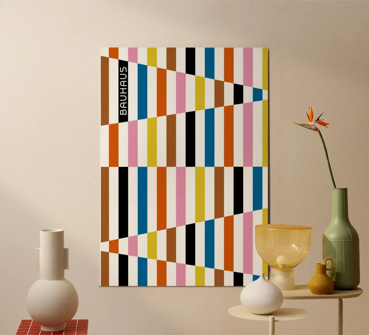 Bauhaus Geometric Abstract Bars Color Pattern alu-dibond by NorwesClub