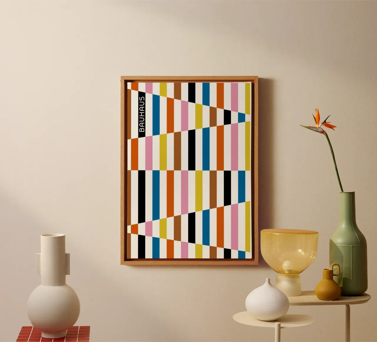Bauhaus Geometric Abstract Bars Color Pattern canvas by NorwesClub