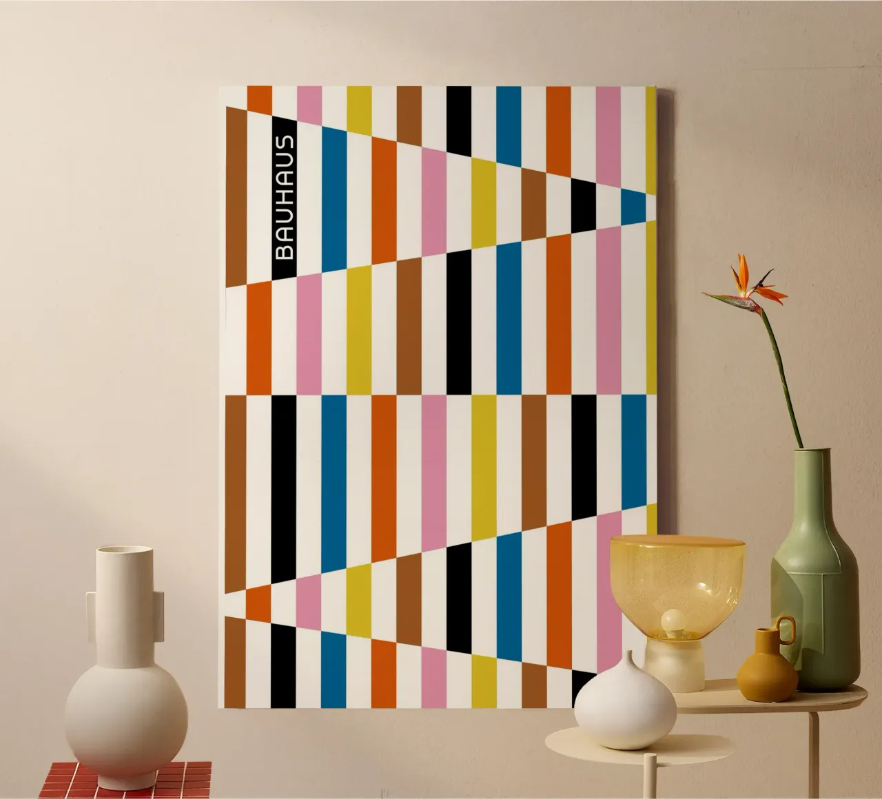 Bauhaus Geometric Abstract Bars Color Pattern canvas by NorwesClub