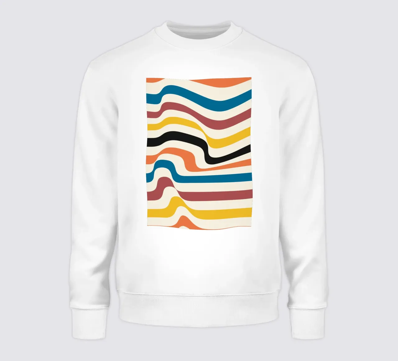 Stampa a colori astratta con linee ondulate di ispirazione Bauhaus felpa da NorwesClub