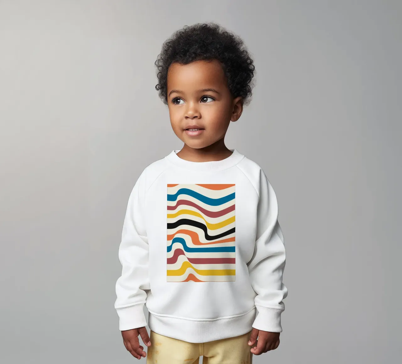 Stampa a colori astratta con linee ondulate di ispirazione Bauhaus felpa neonato da NorwesClub