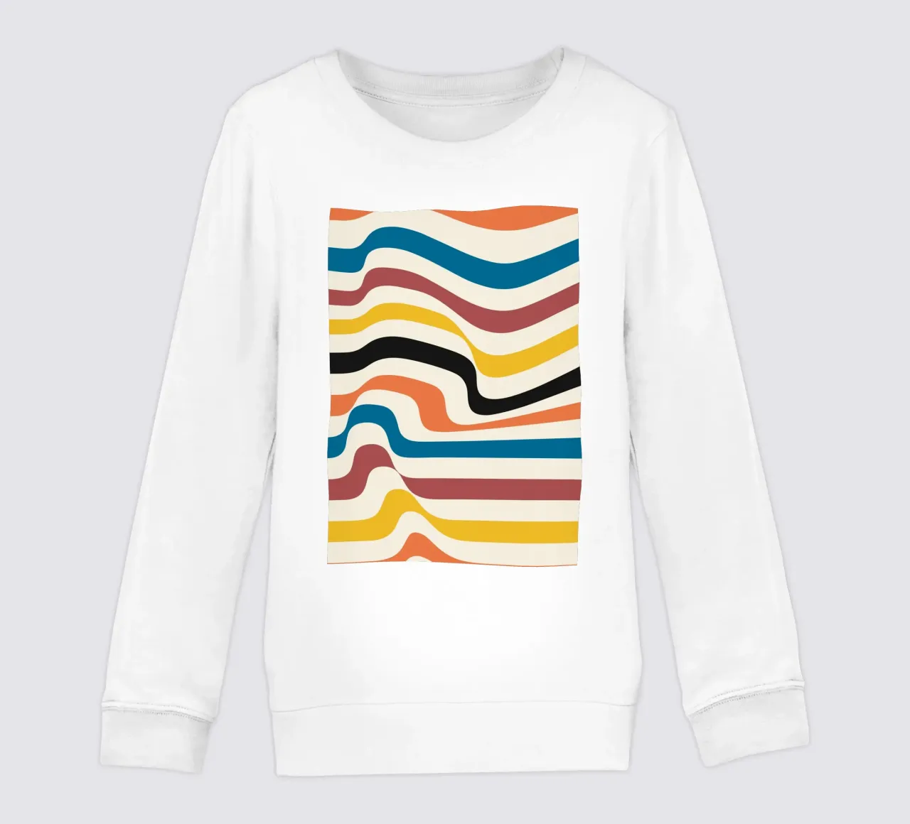 Stampa a colori astratta con linee ondulate di ispirazione Bauhaus felpa bambino da NorwesClub
