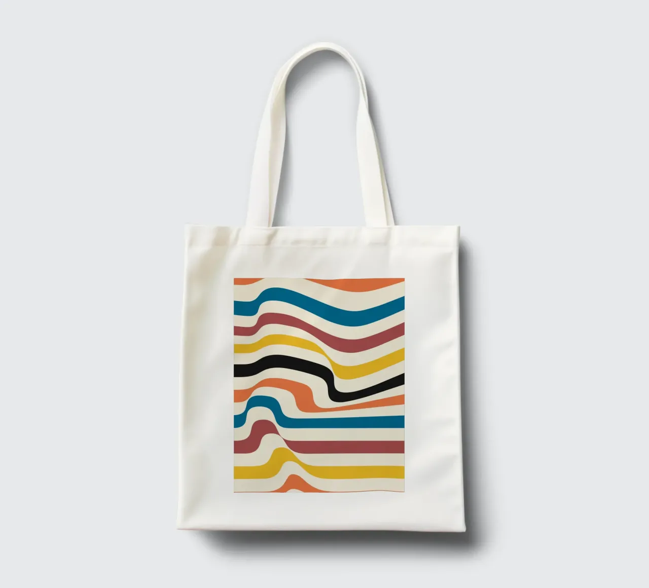 Stampa a colori astratta con linee ondulate di ispirazione Bauhaus borsa in juta da NorwesClub