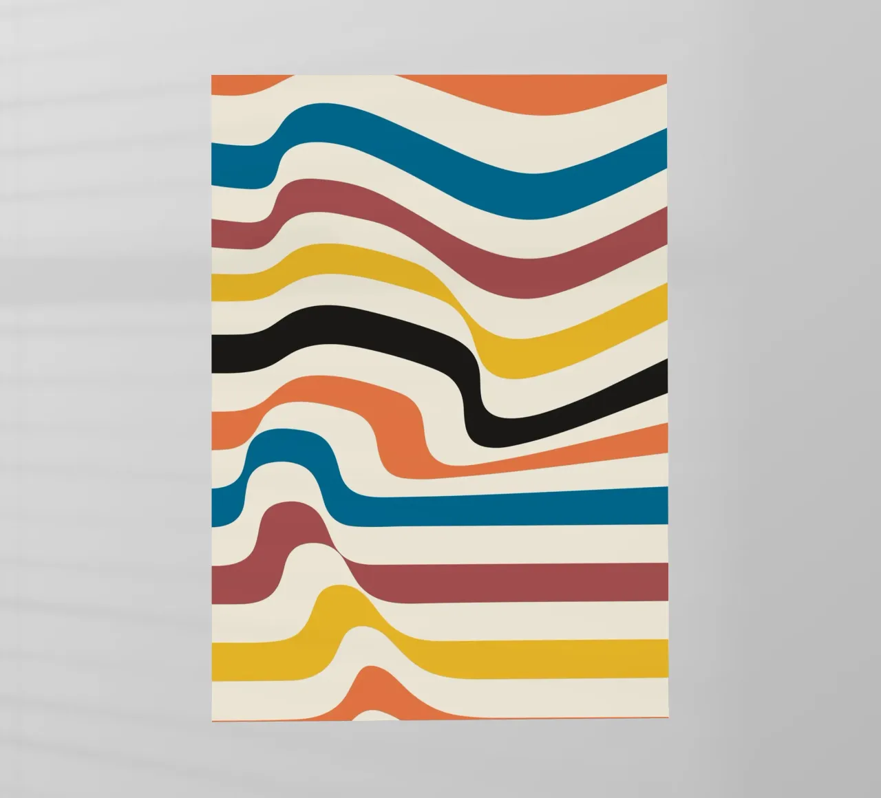 Stampa a colori astratta con linee ondulate di ispirazione Bauhaus pellicola backlit da NorwesClub