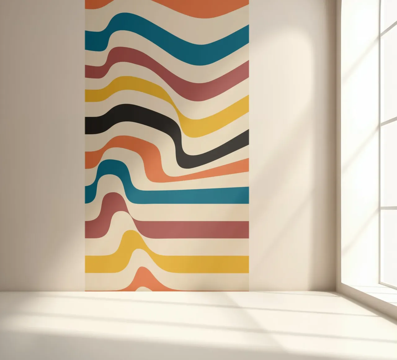 Bauhaus Inspired Wavy Lines Abstract Color Print photo wallpaper by NorwesClub