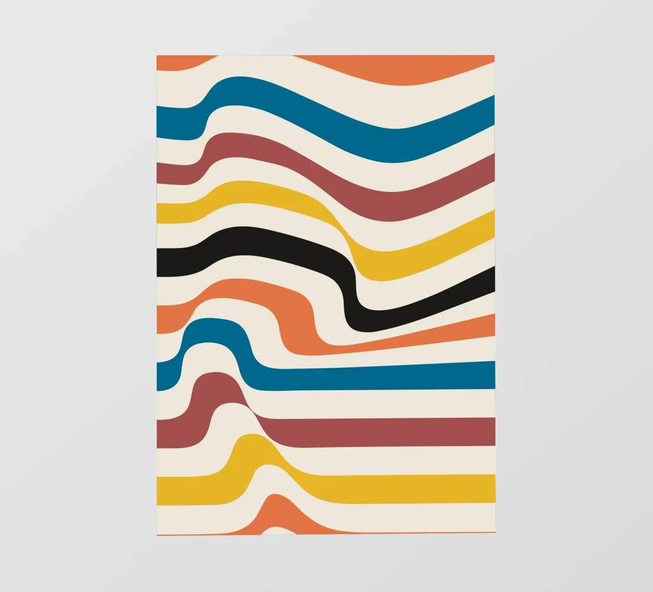 Stampa a colori astratta con linee ondulate di ispirazione Bauhaus telo in pvc da NorwesClub