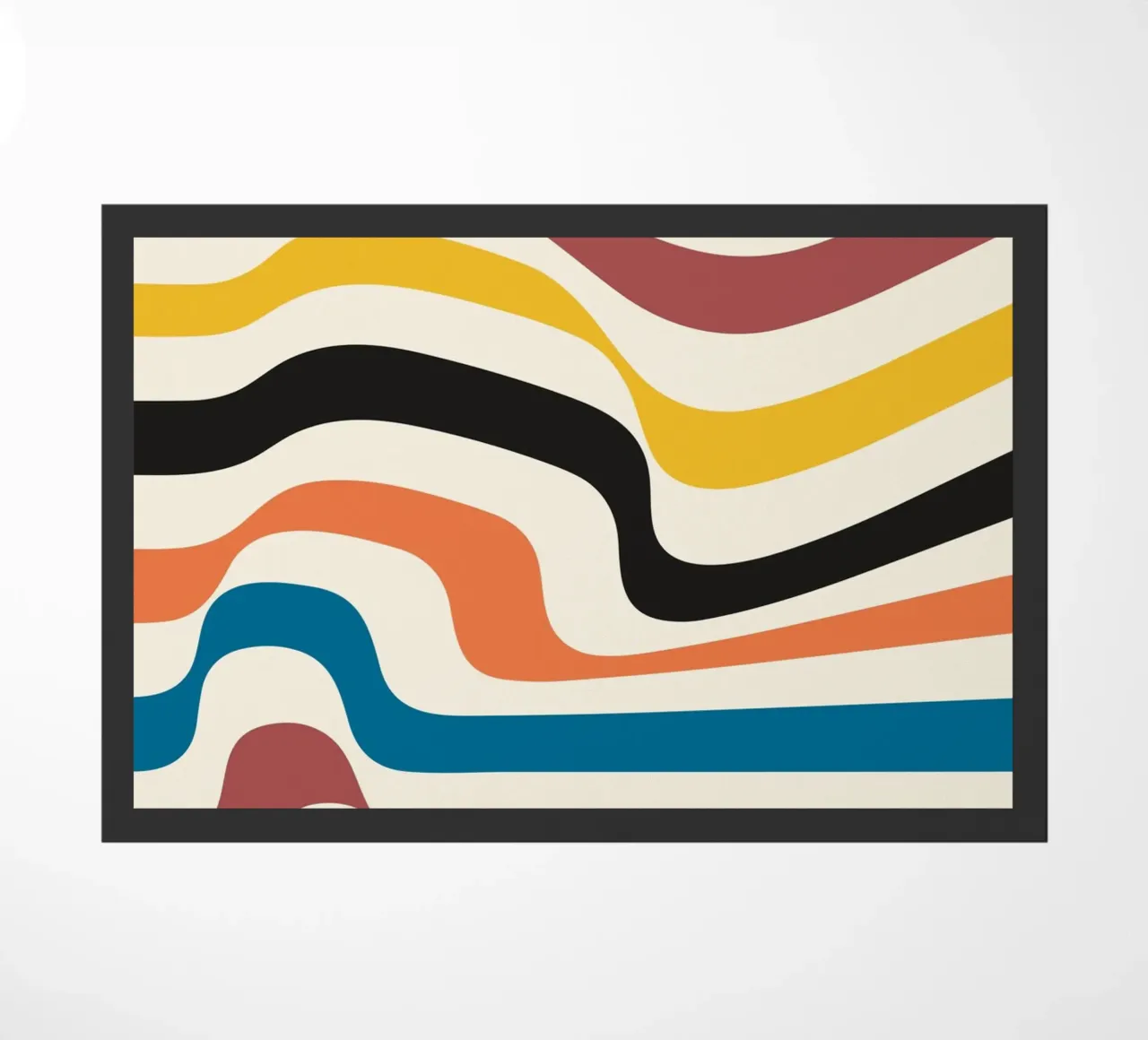 Stampa a colori astratta con linee ondulate di ispirazione Bauhaus zerbino da NorwesClub