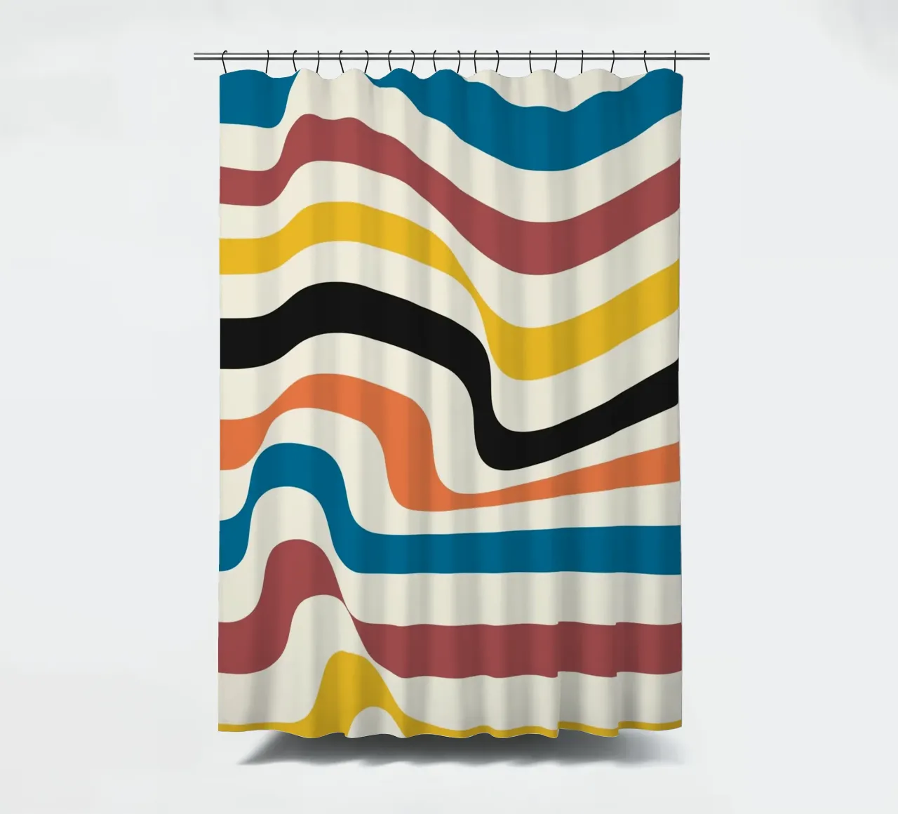 Bauhaus Inspired Wavy Lines Abstract Color Print shower curtain by NorwesClub