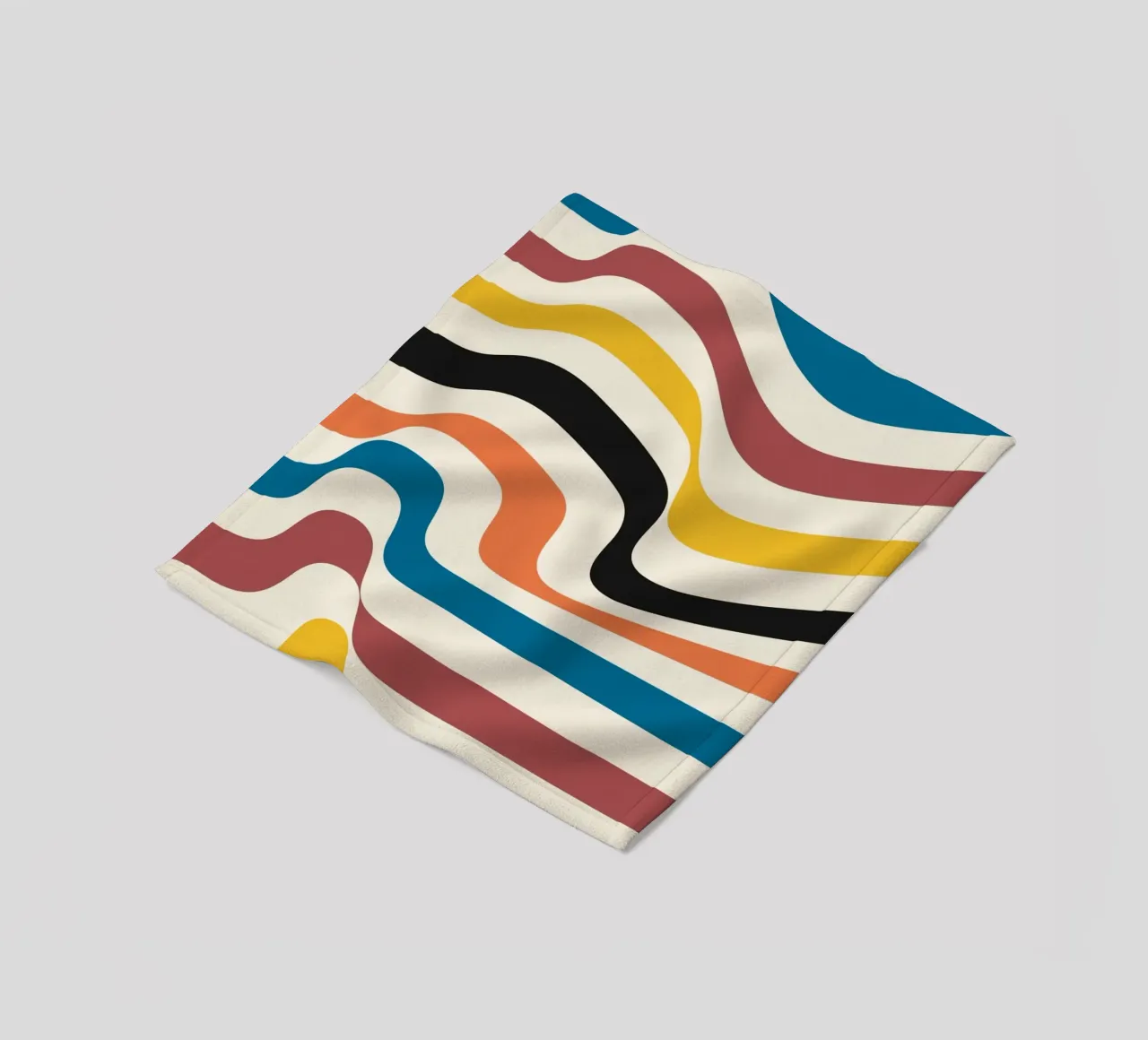 Stampa a colori astratta con linee ondulate di ispirazione Bauhaus coperta in pile da NorwesClub
