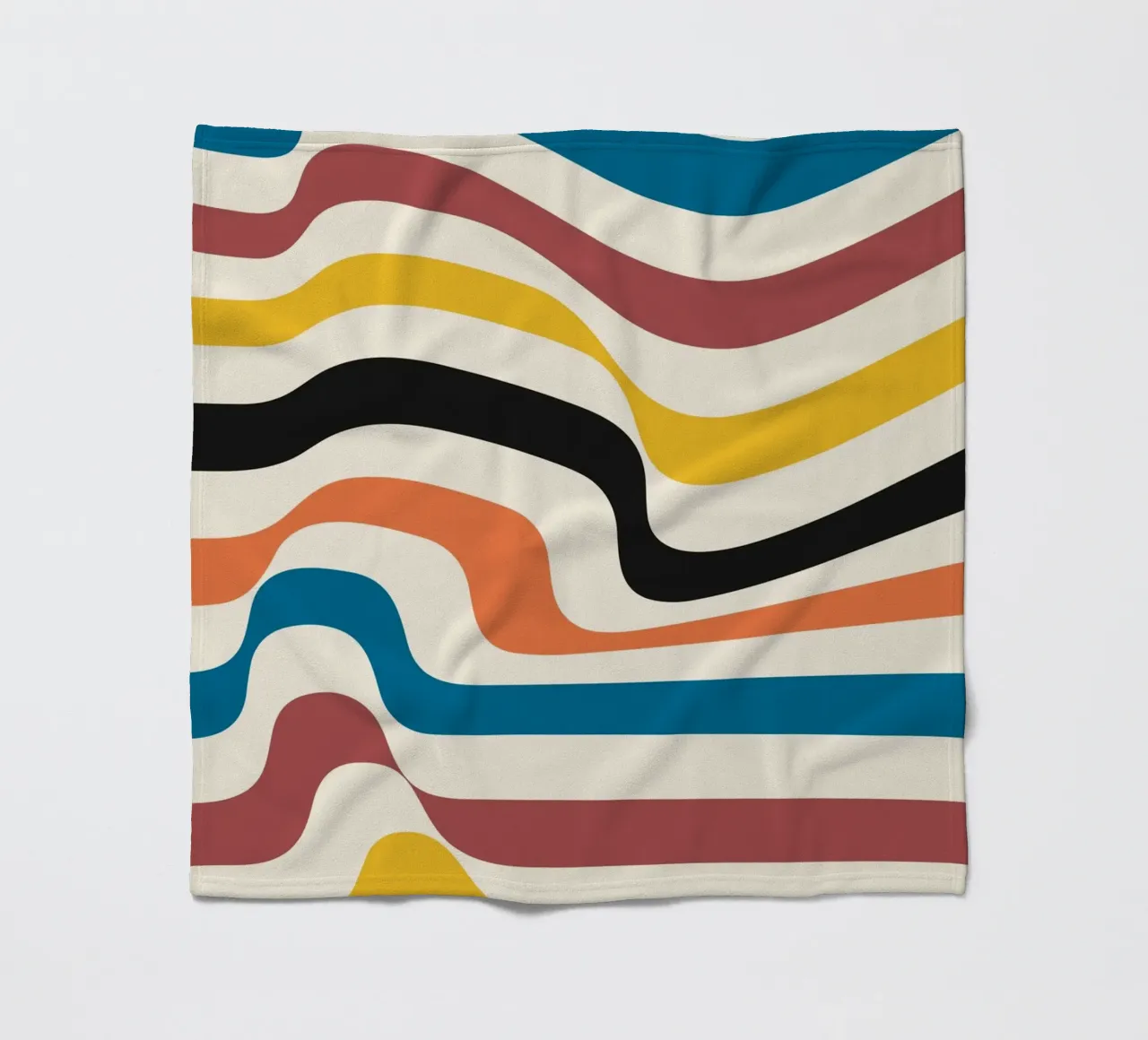 Stampa a colori astratta con linee ondulate di ispirazione Bauhaus coperta in pile da NorwesClub