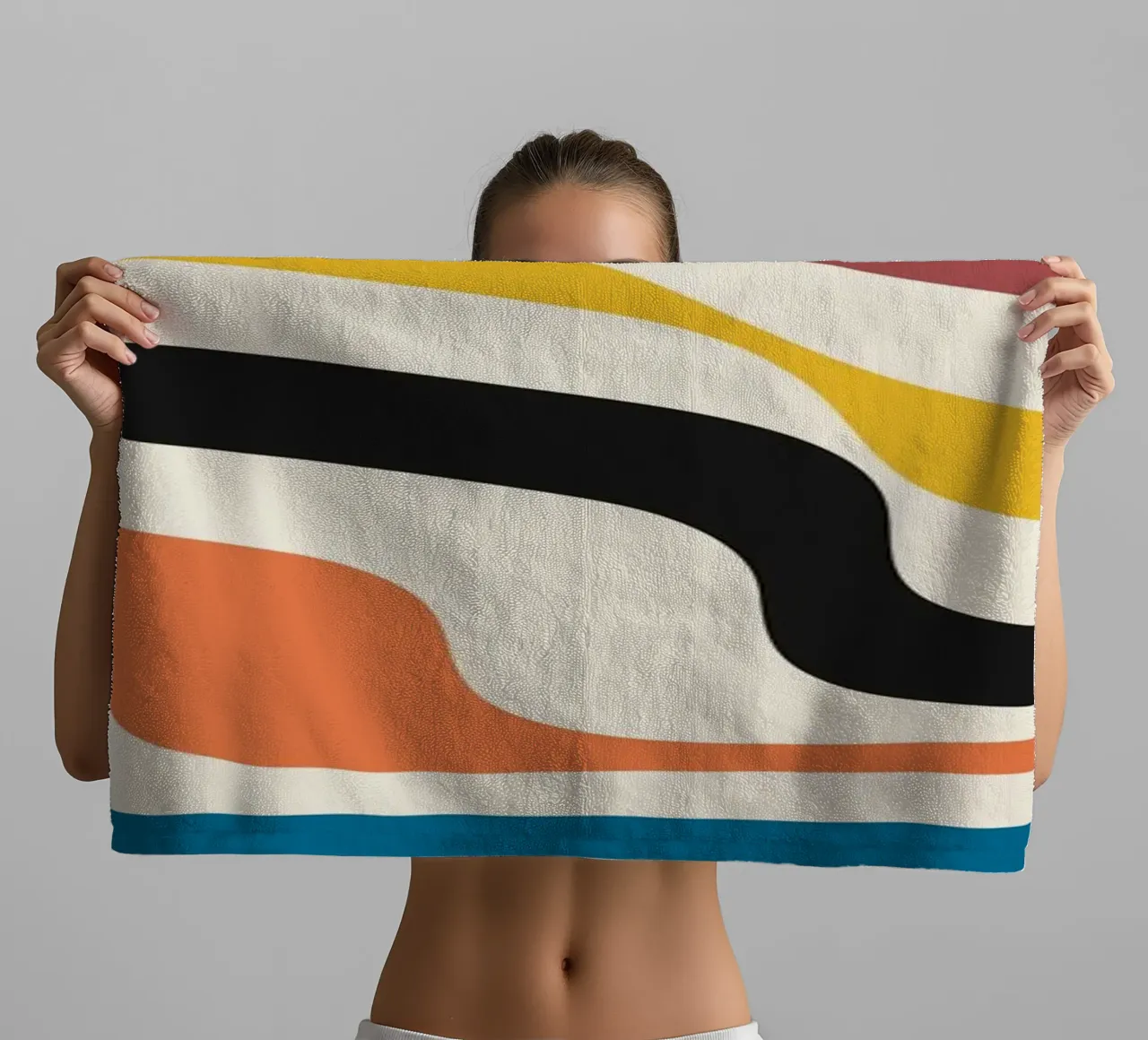 Bauhaus Inspired Wavy Lines Abstract Color Print towel by NorwesClub