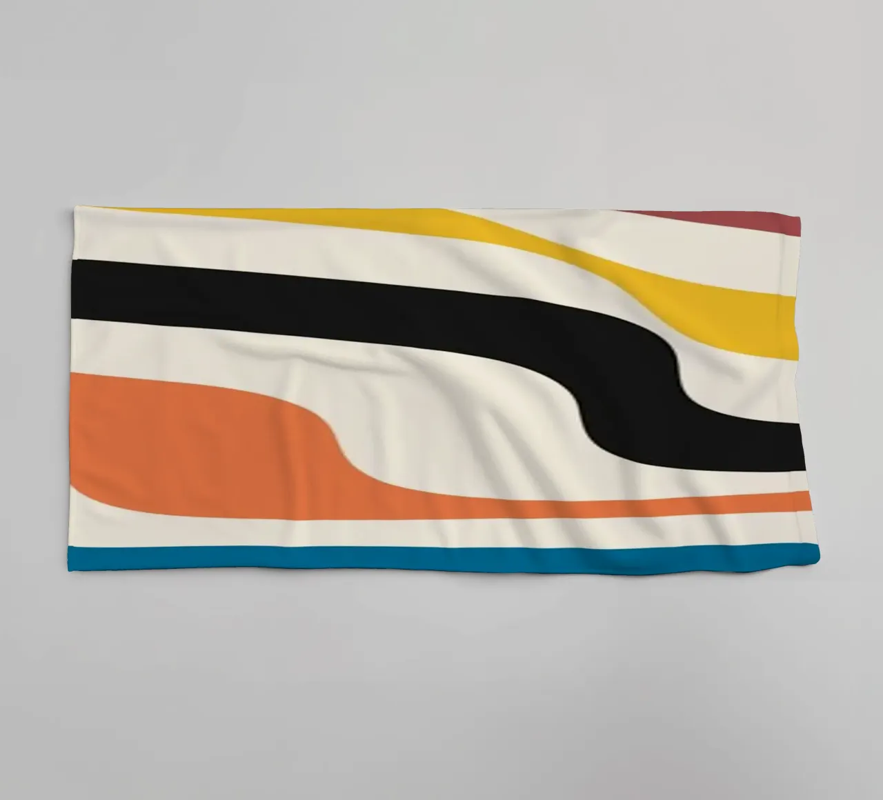 Bauhaus Inspired Wavy Lines Abstract Color Print towel by NorwesClub