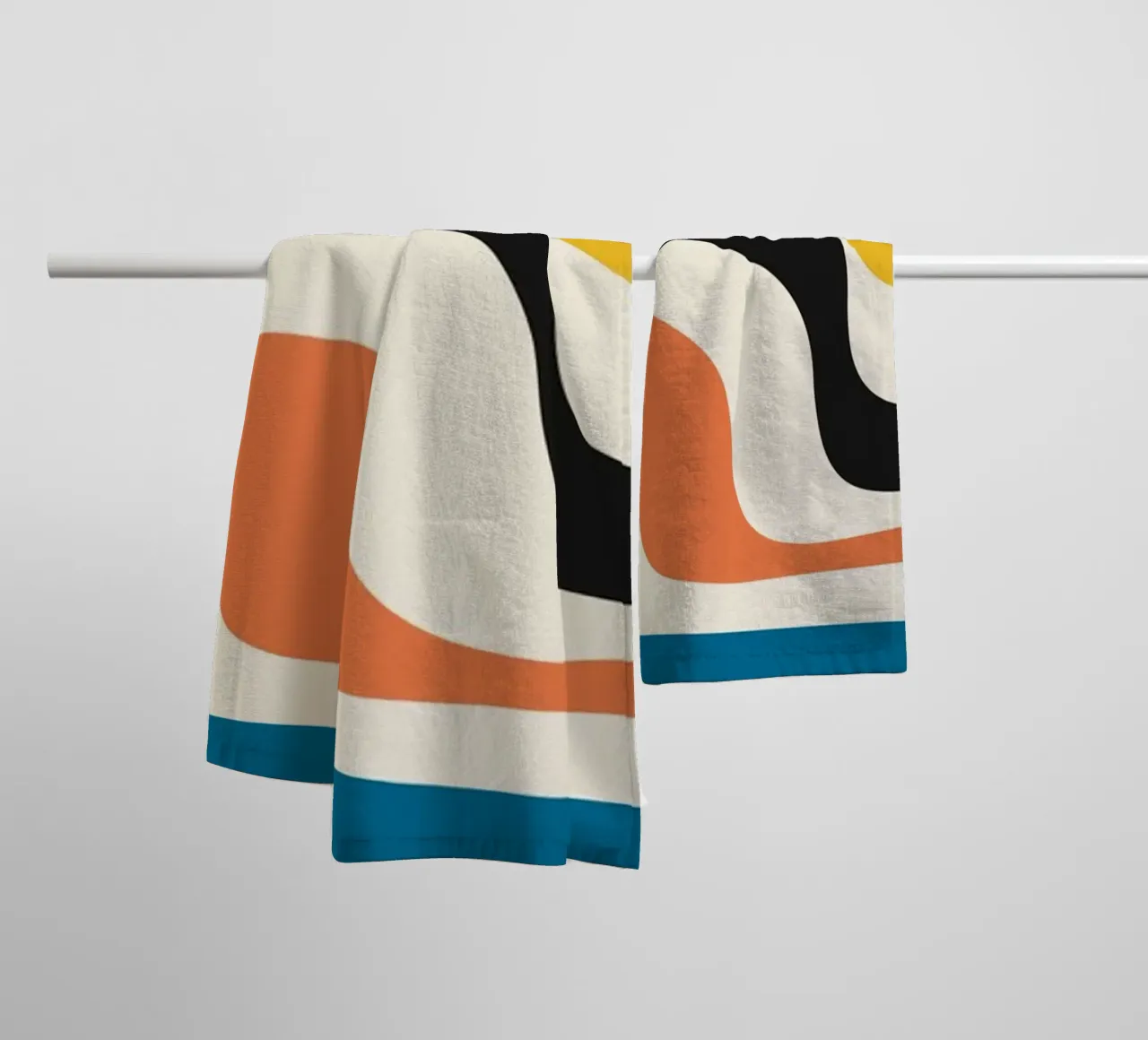 Bauhaus Inspired Wavy Lines Abstract Color Print towel by NorwesClub